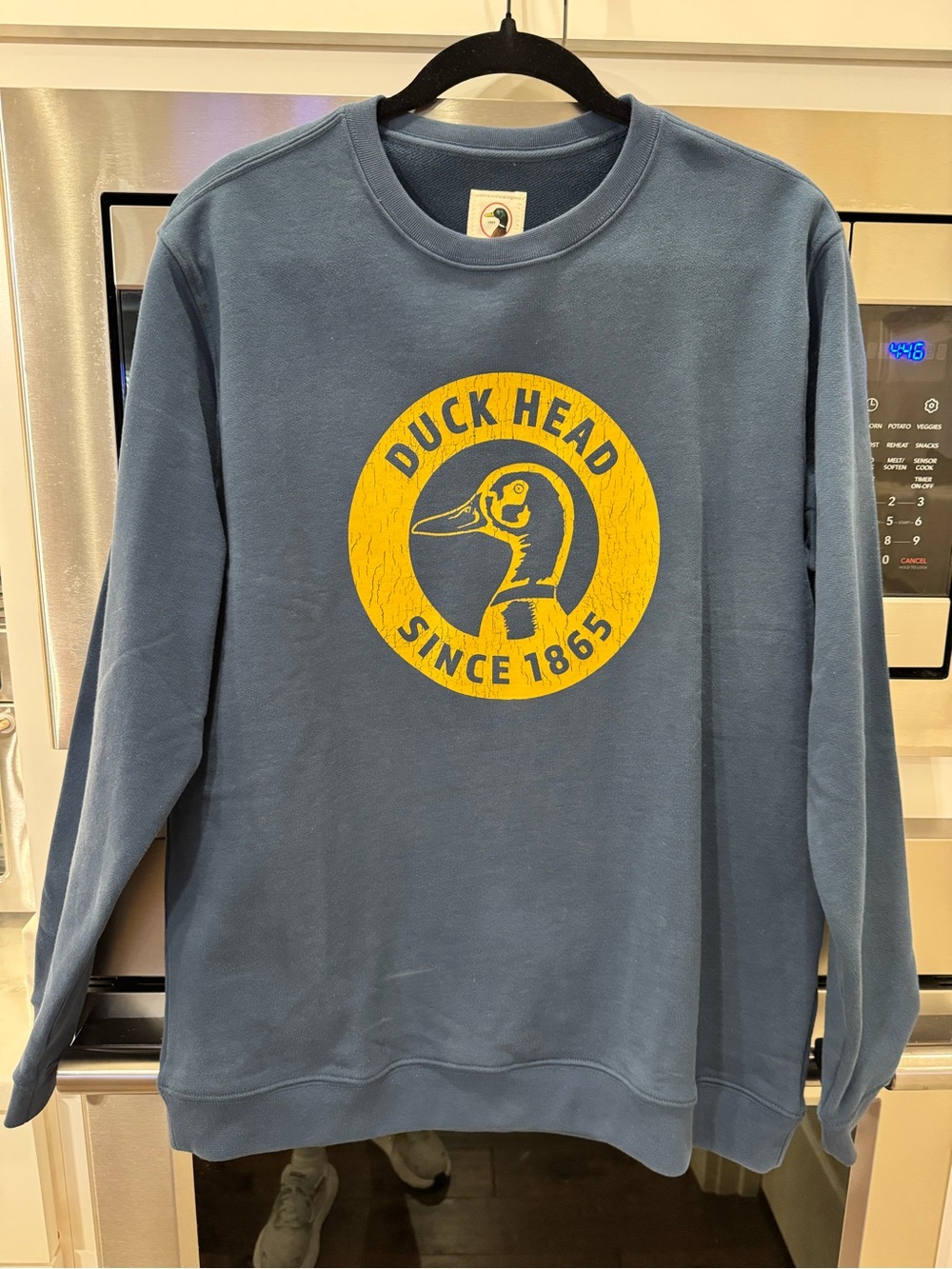 Duck Head Blue Crewneck Sweatshirt with Yellow Logo